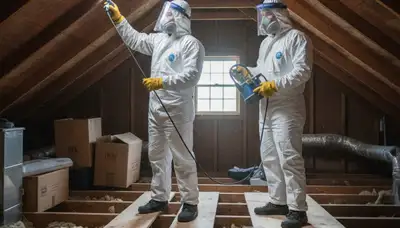 Mold inspection technician in Clovis, CA checking for hidden water damage in a home