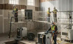 Structural drying equipment in a Clovis, CA home to remove hidden water damage moisture