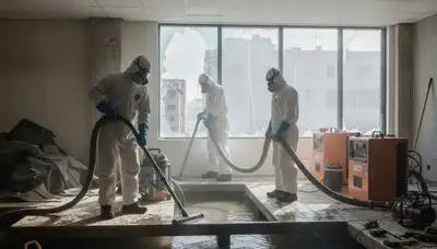 Water extraction team removing standing water from a Clovis, CA home after flooding